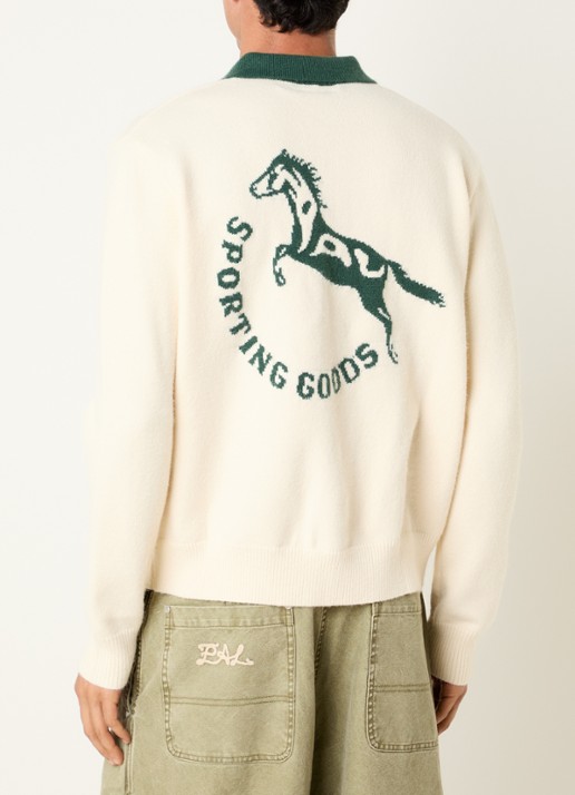 PAL Sporting Goods Gallop fijngebreide trui met polokraag en ingebreid patroon - detail 4 creme