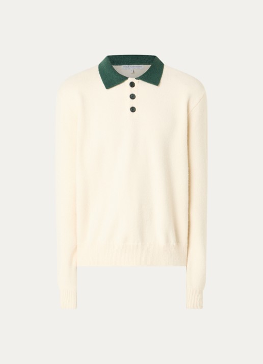 PAL Sporting Goods Gallop fijngebreide trui met polokraag en ingebreid patroon - voorkant creme