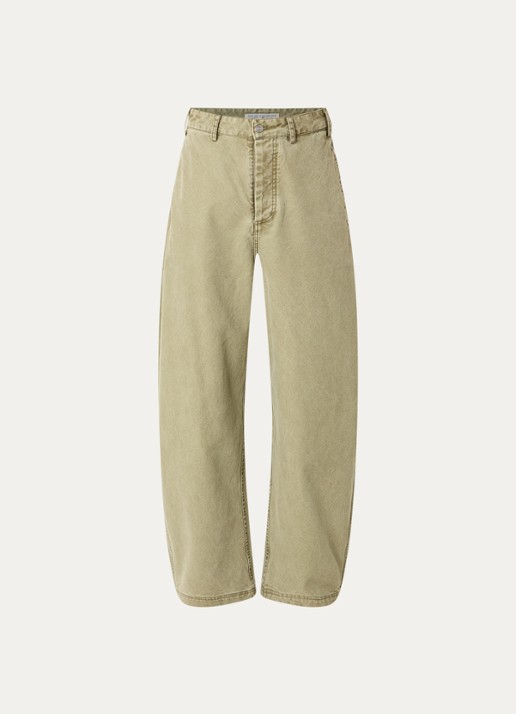 PAL Sporting Goods Gallop loose fit jeans met verwassen afwerking - voorkant lindegroen