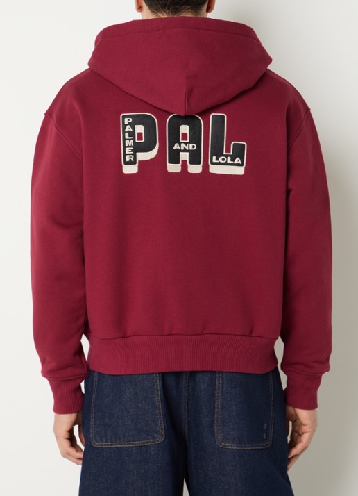 PAL Sporting Goods Hit And Run sweatvest met borduring en backprint - achterkant donkerrood