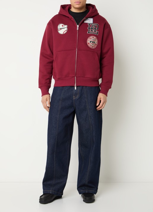 PAL Sporting Goods Hit And Run sweatvest met borduring en backprint - voorkant 5 donkerrood