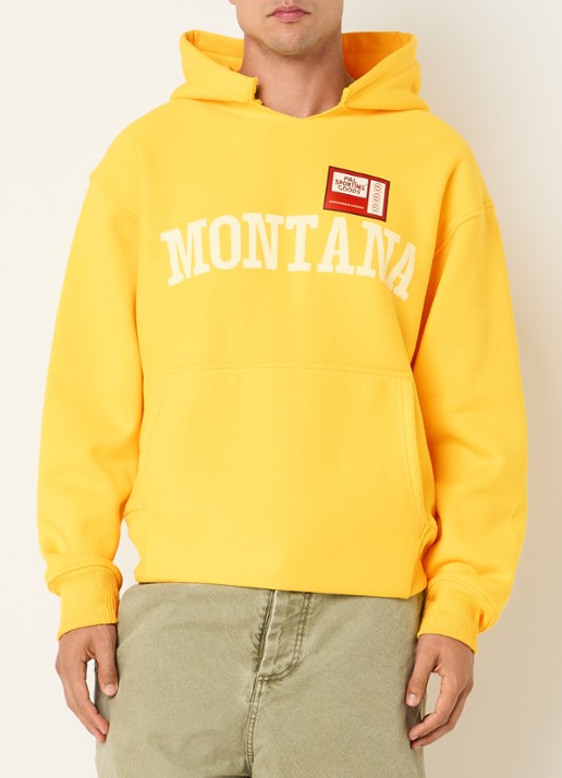 PAL Sporting Goods Montana hoodie met logoprint en destroyed afwerking - detail 4 geel
