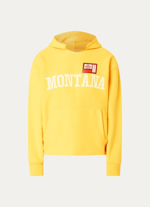 PAL Sporting Goods Montana hoodie met logoprint en destroyed afwerking - voorkant 2 geel