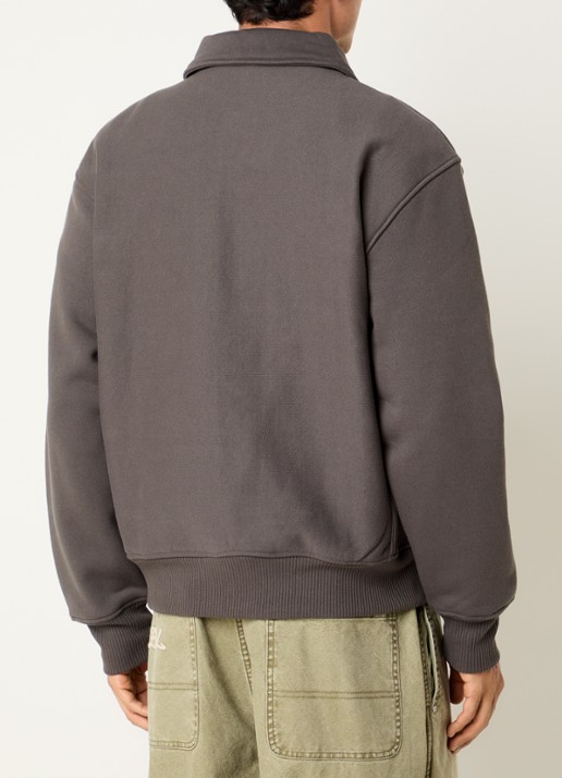 PAL Sporting Goods Montana sweater met logoprint en halve rits - achterkant 2 taupe