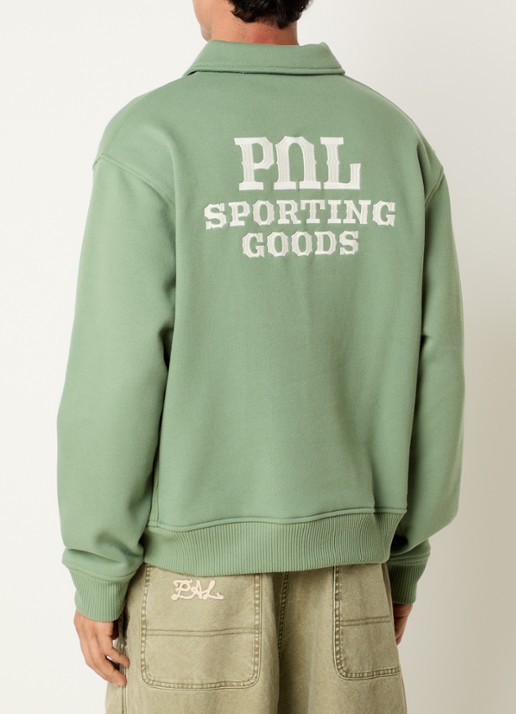 PAL Sporting Goods P&L sweater met logoborduring en polokraag - detail 3 lindegroen