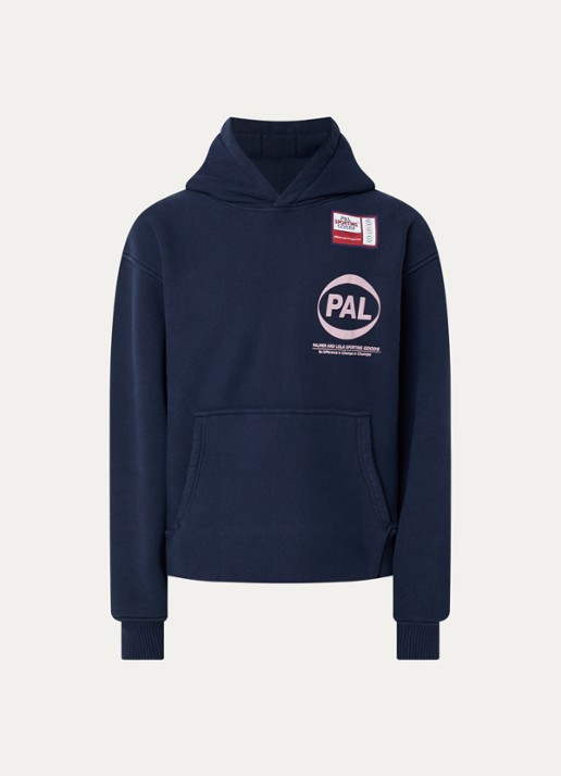 PAL Sporting Goods Pre Game hoodie met logo- en backprint - voorkant 2 donkerblauw
