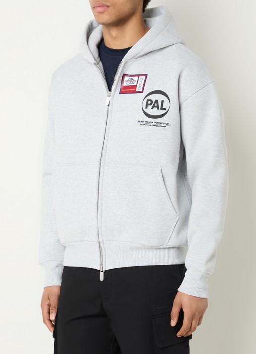 PAL Sporting Goods Pre game sweatvest met capuchon en logo - achterkant lichtgrijs