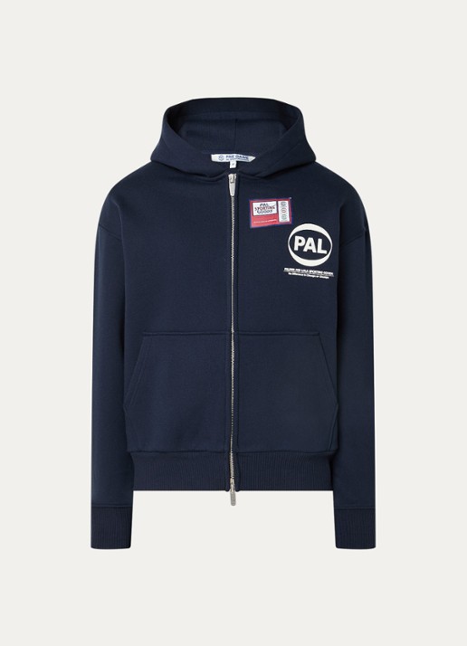 PAL Sporting Goods Pre game sweatvest met capuchon en logo - voorkant 3 donkerblauw