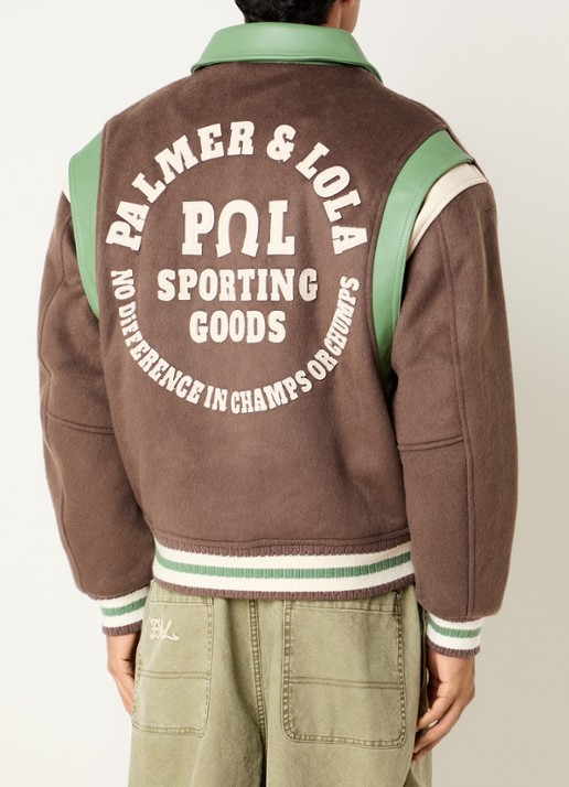 PAL Sporting Goods Ranch gewatteerd baseball jack van wol met details van leer