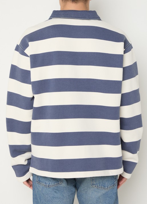 PAL Sporting Goods Sweater met kraag en streepprint - achterkant donkerblauw
