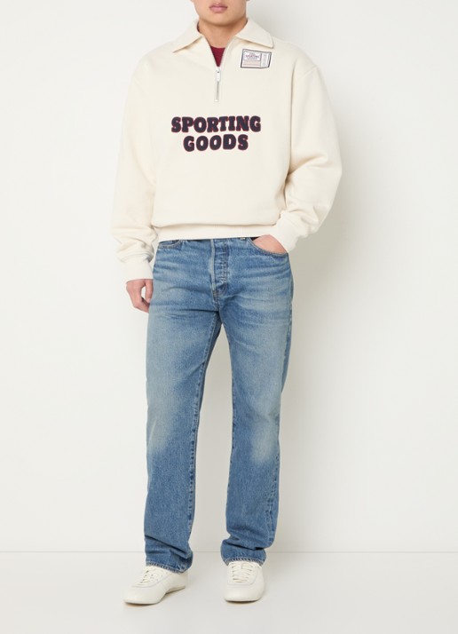 PAL Sporting Goods Swing For The Fences sweater met logoborduring - voorkant 4 gebroken wit