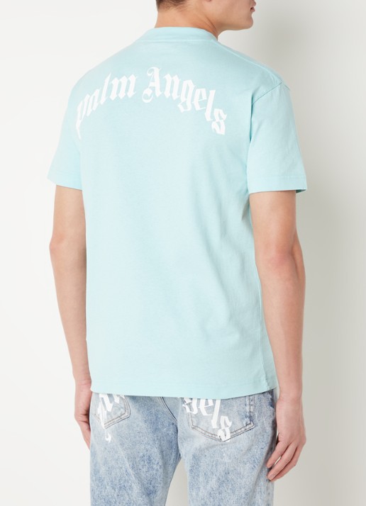 Palm Angels Bear T-shirt met front-en backprint - achterkant 3 turquoise