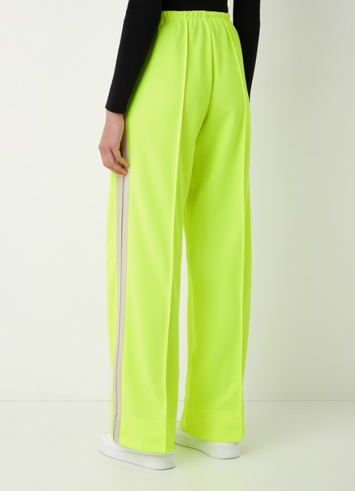 Palm Angels Milano high waist loose fit trackpants met streepdetail - achterkant neongeel