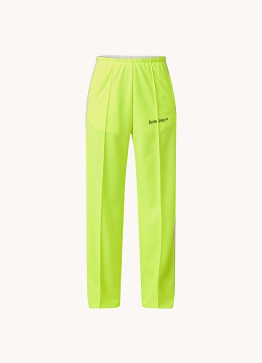 Palm Angels Milano high waist loose fit trackpants met streepdetail - voorkant 2 neongeel