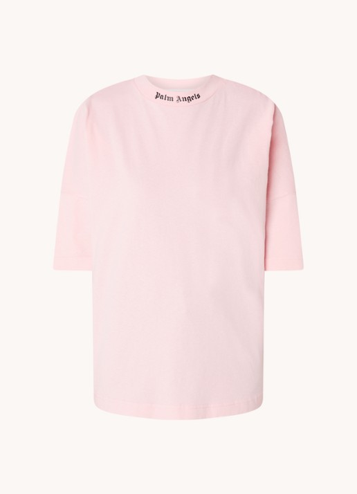 Palm Angels Oversized T-shirt met logo- en backprint - voorkant 3 roze