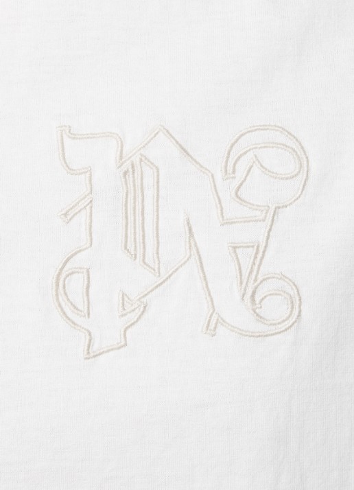 Palm Angels T-shirt met logoborduring - detail 5 gebroken wit