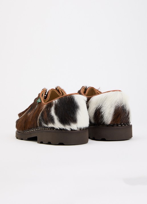 Paraboot Michael veterschoen van leer met ponyhair - achterkant 5 roodbruin