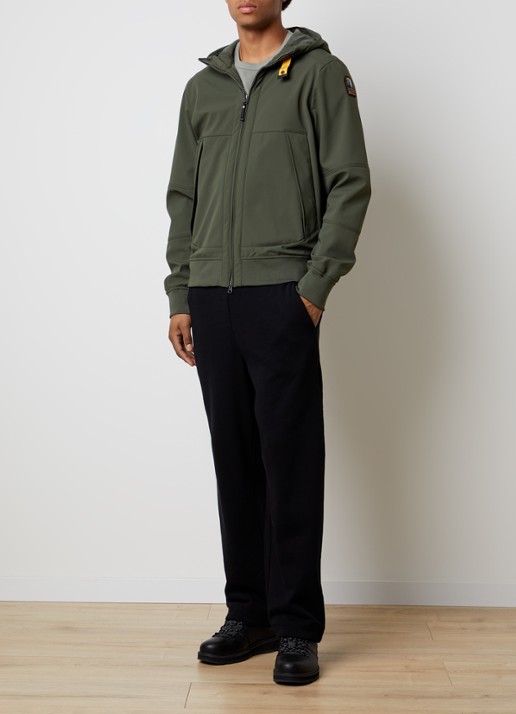 Parajumpers Abner softshell jack met capuchon en ritszakken - voorkant 2 groen