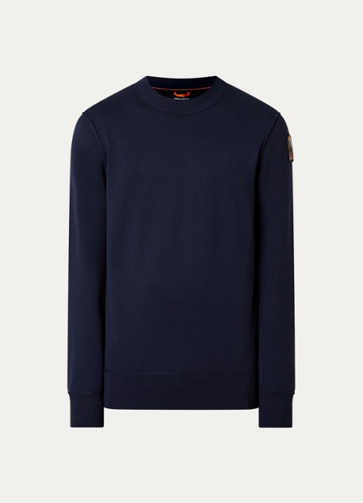 Parajumpers Braw fijngebreide pullover met logo - voorkant 3 donkerblauw