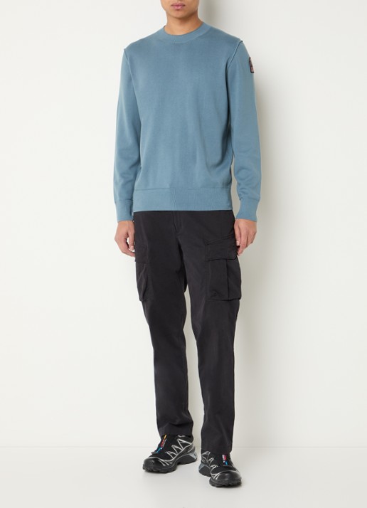 Parajumpers Braw sweater met logo - voorkant 4 staalblauw