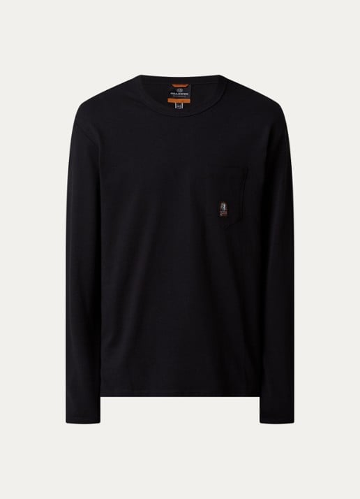 Parajumpers Caspian longsleeve met borstzak en logo - voorkant zwart
