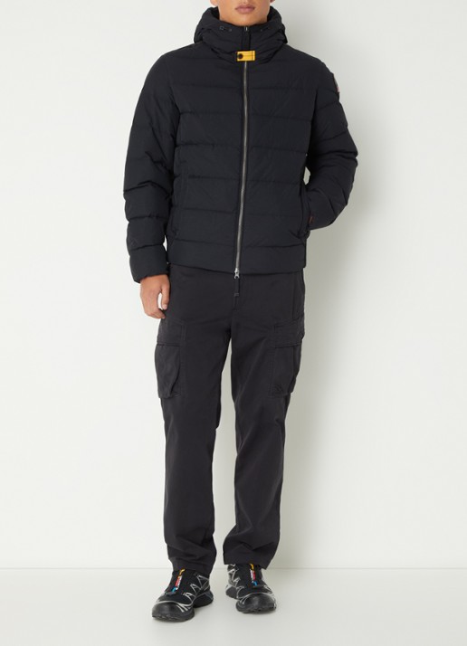 Parajumpers Cassian puffer jack met donsvulling en capuchon - voorkant 3 zwart