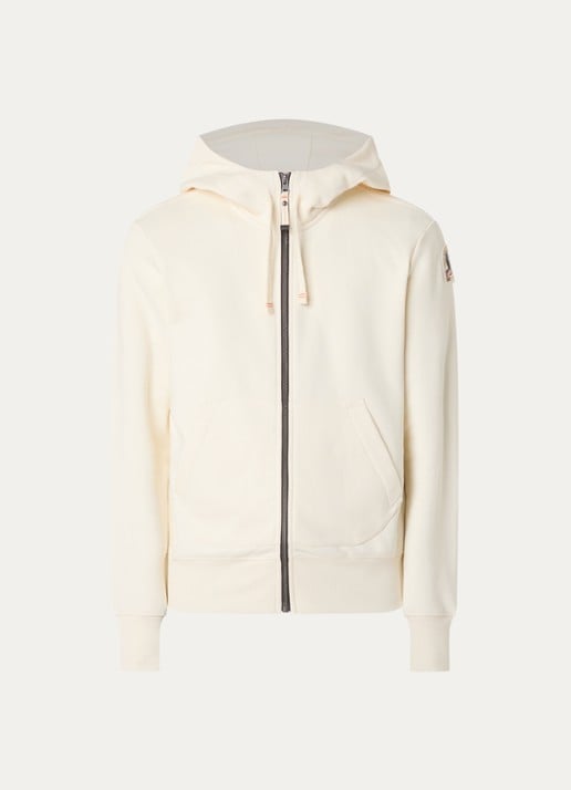 Parajumpers Charlie sweatvest met logoborduring - voorkant creme