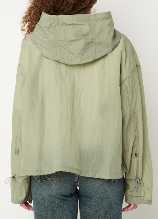 Parajumpers Eka  windjack met logoborduring en capuchon - achterkant 2 lindegroen