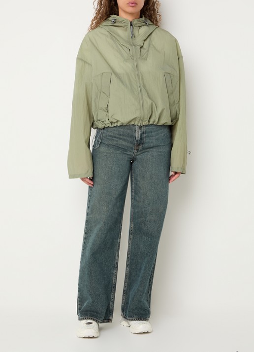 Parajumpers Eka  windjack met logoborduring en capuchon - voorkant 4 lindegroen
