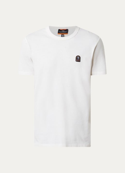 Parajumpers Elio T-shirt met logoborduring - voorkant gebroken wit