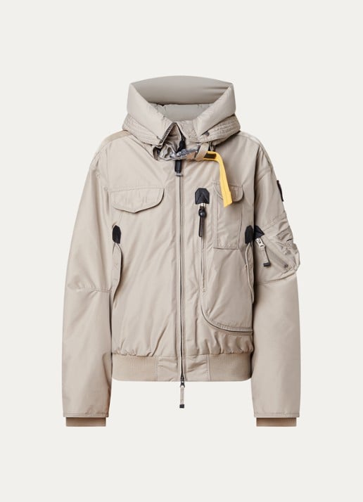 Parajumpers Gobi bomberjack met donsvulling en capuchon - voorkant donkerbeige