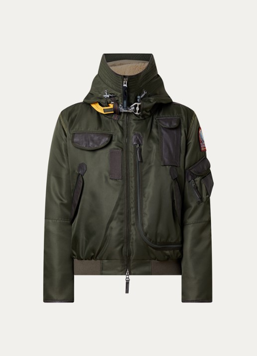 Parajumpers Gobi gewatteerd bomberjack met donsvulling en logo - voorkant 2 groen
