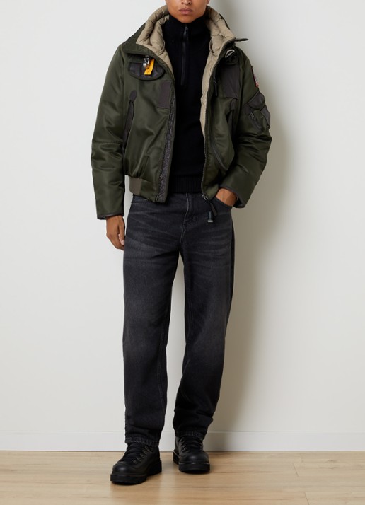 Parajumpers Gobi gewatteerd bomberjack met donsvulling en logo - voorkant 3 groen