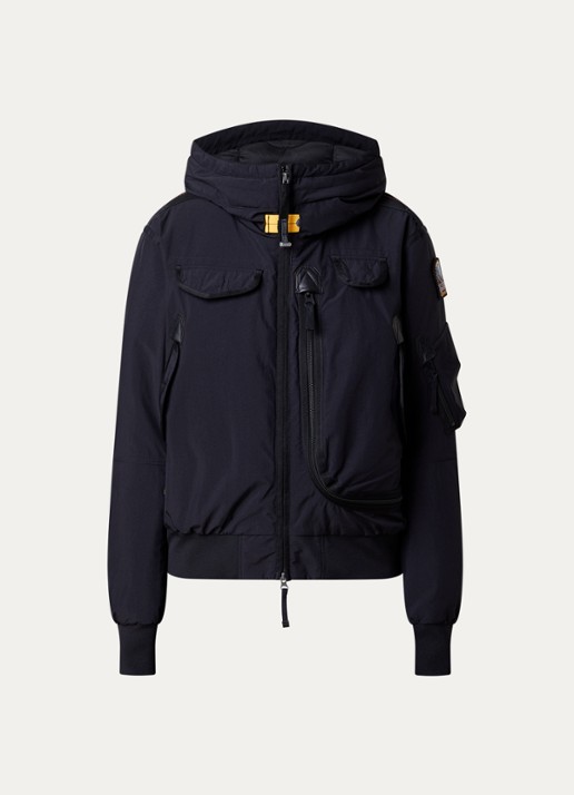Parajumpers Gobi gewatteerd bomberjack met donsvulling en logo - voorkant zwart