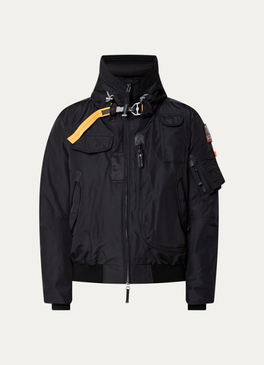 Parajumpers Gobi gewatteerd bomberjack met donsvulling en logoborduring - voorkant zwart