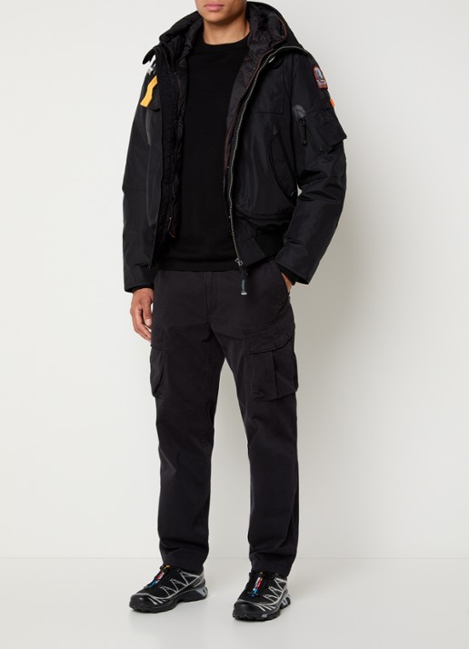 Parajumpers Gobi gewatteerd bomberjack met donsvulling en logoborduring - voorkant 2 zwart