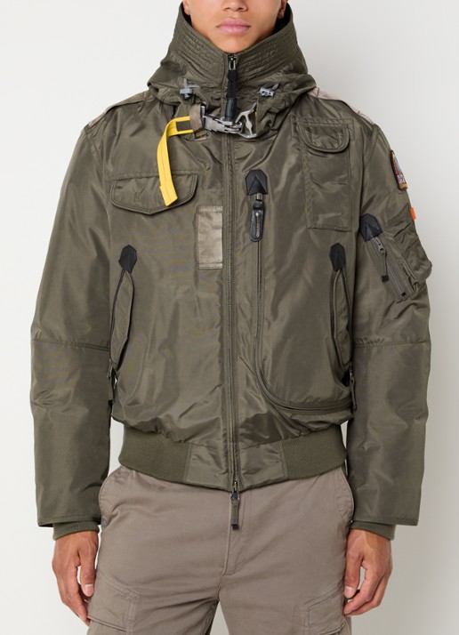 Parajumpers Gobi gewatteerd bomberjack met donsvulling en logoborduring - detail 4 olijfgroen