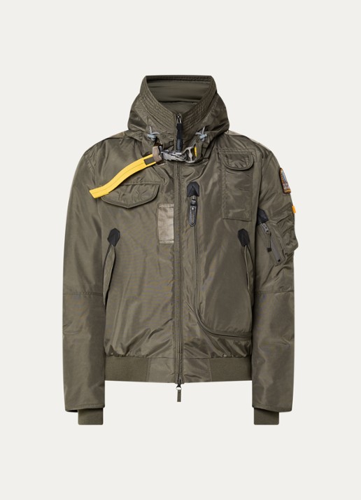 Parajumpers Gobi gewatteerd bomberjack met donsvulling en logoborduring - voorkant olijfgroen