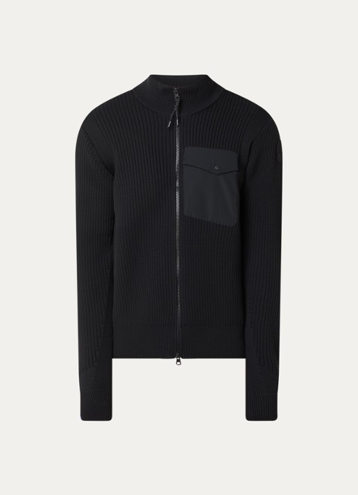 Parajumpers Grofgebreid vest met borstzak - voorkant zwart