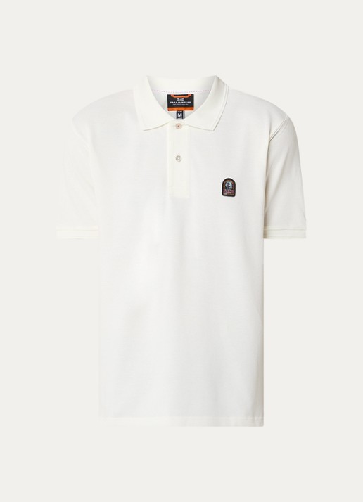 Parajumpers Hobart regular fit polo met logoborduring - voorkant 3 gebroken wit