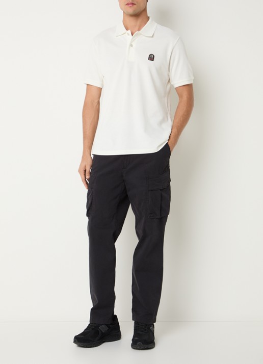 Parajumpers Hobart regular fit polo met logoborduring - voorkant 4 gebroken wit