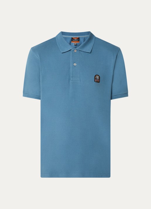 Parajumpers Hobart regular fit polo met logoborduring - voorkant 3 blauw