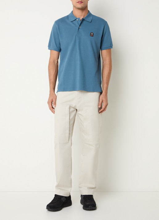 Parajumpers Hobart regular fit polo met logoborduring - voorkant 4 blauw