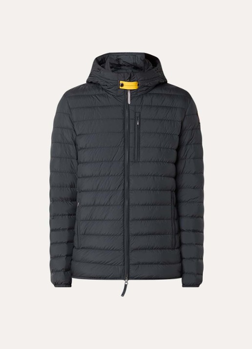 Parajumpers Last Minute gewatteerd jack met donsvulling en capuchon - voorkant zwart