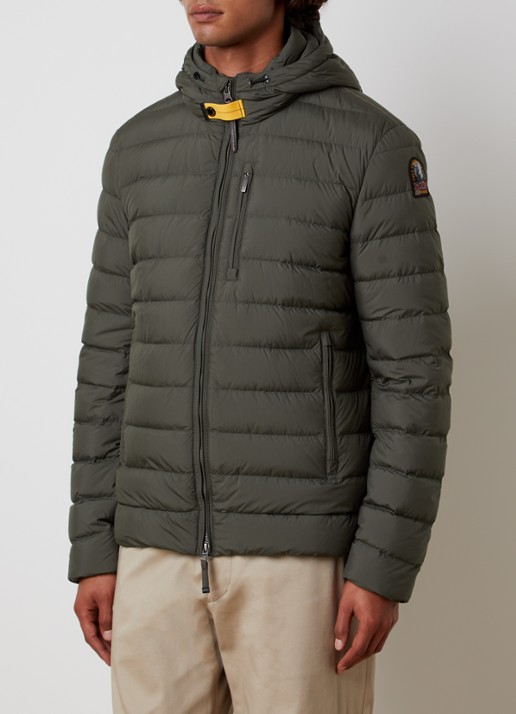 Parajumpers Last Minute gewatteerd jack met donsvulling en capuchon - detail groen