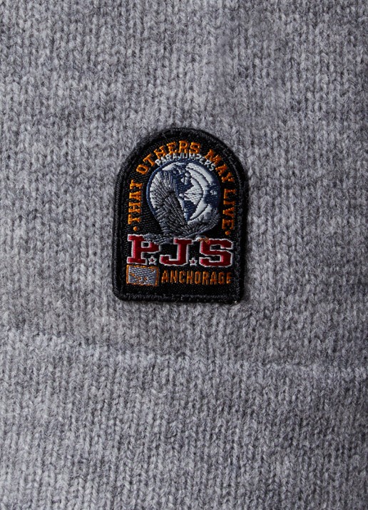 Parajumpers Levico fijngebreid vest in wolblend met col - detail 2 grijsmele