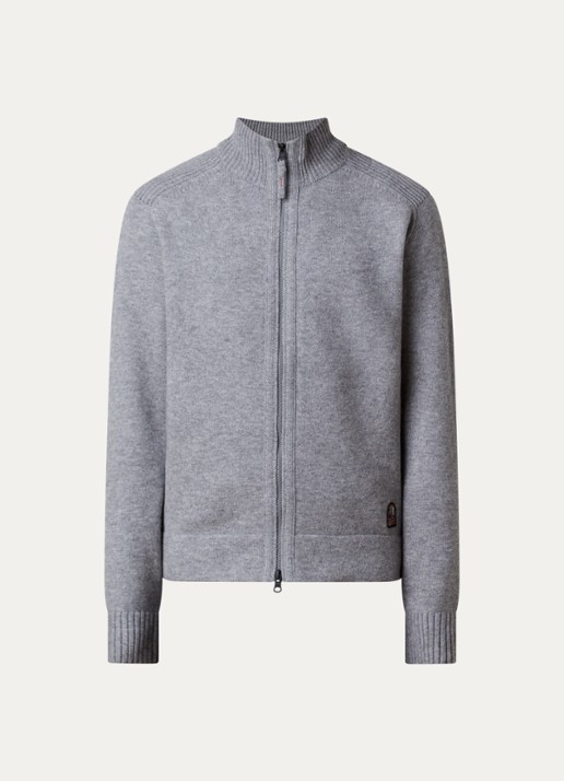 Parajumpers Levico fijngebreid vest in wolblend met col - voorkant 3 grijsmele