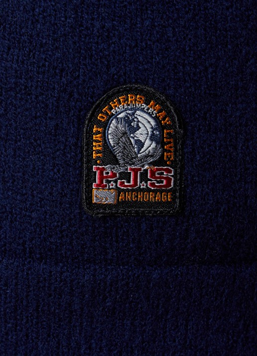 Parajumpers Levico fijngebreid vest in wolblend met col - detail 2 donkerblauw
