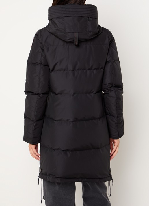 Parajumpers Long Bear gewatteerde jas met donsvulling en afneembare capuchon - achterkant zwart