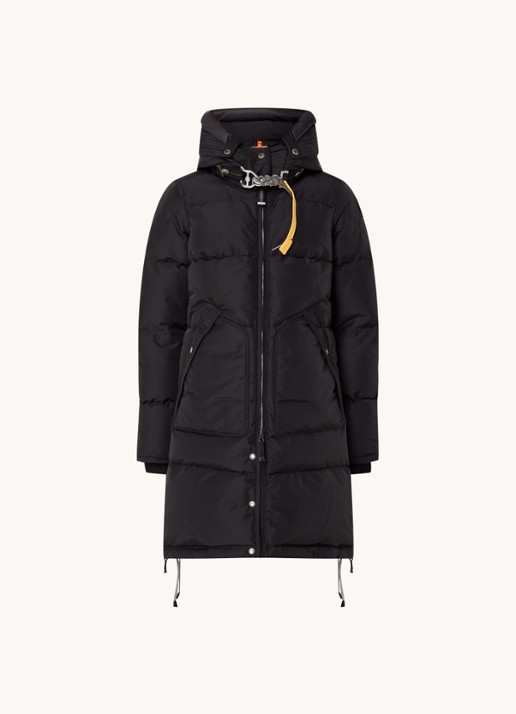 Parajumpers Long Bear gewatteerde jas met donsvulling en afneembare capuchon - voorkant 2 zwart